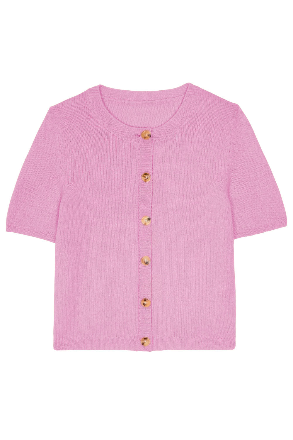 Short sleeves pink cashmere cardigan | Clara | Linnea Lund