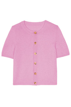 Short sleeves pink cashmere cardigan | Clara | Linnea Lund