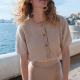 Short sleeves beige cashmere cardigan | Clara | Linnea Lund
