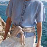 Short sleeves sky blue cashmere cardigan | Clara | Linnea Lund