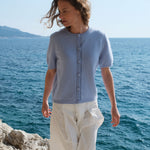 Short sleeves sky blue cashmere cardigan | Clara | Linnea Lund