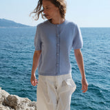 Short sleeves sky blue cashmere cardigan | Clara | Linnea Lund
