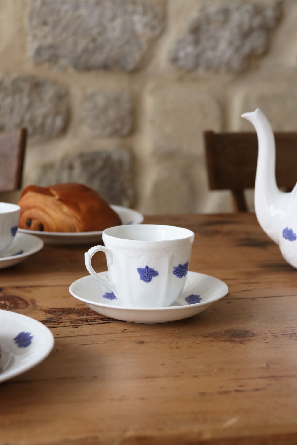 Vintage Swedish Coffee Cup & Saucer Gustavsberg Porcelain Blå Blom 1960