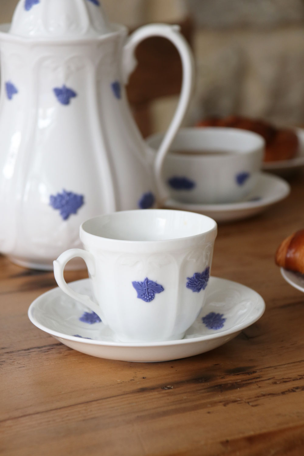 Vintage Swedish Coffee Cup & Saucer Gustavsberg Porcelain Blå Blom 1960