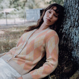 Beige jacquard cashmere cardigan women | Ebbe | Linnea Lund 