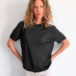 Cashmere and silk tee-shirt dark grey | Elio | Linnea Lund