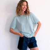 Cashmere and silk tee-shirt aqua blue | Elio | Linnea Lund