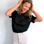 Cashmere and silk tee-shirt black | Elio | Linnea Lund