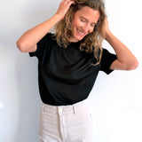 Cashmere and silk tee-shirt black | Elio | Linnea Lund