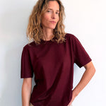 Cashmere and silk tee-shirt burgundy | Elio | Linnea Lund