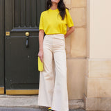 Cashmere and silk tee-shirt yellow | Elio | Linnea Lund