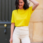 Cashmere and silk tee-shirt yellow | Elio | Linnea Lund