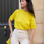 Cashmere and silk tee-shirt yellow | Elio | Linnea Lund