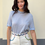Cashmere and silk tee-shirt sky blue | Elio | Linnea Lund