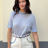 Cashmere and silk tee-shirt sky blue | Elio | Linnea Lund