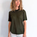 Cashmere and silk tee-shirt kaki | Elio | Linnea Lund