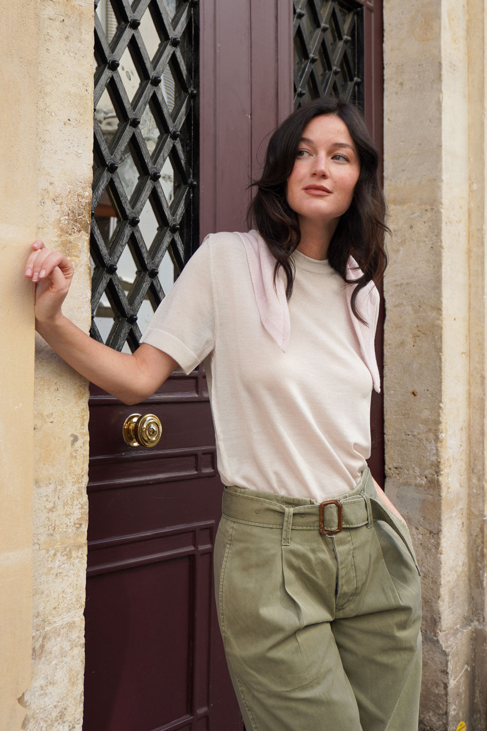 Cashmere and silk tee-shirt white | Elio | Linnea Lund
