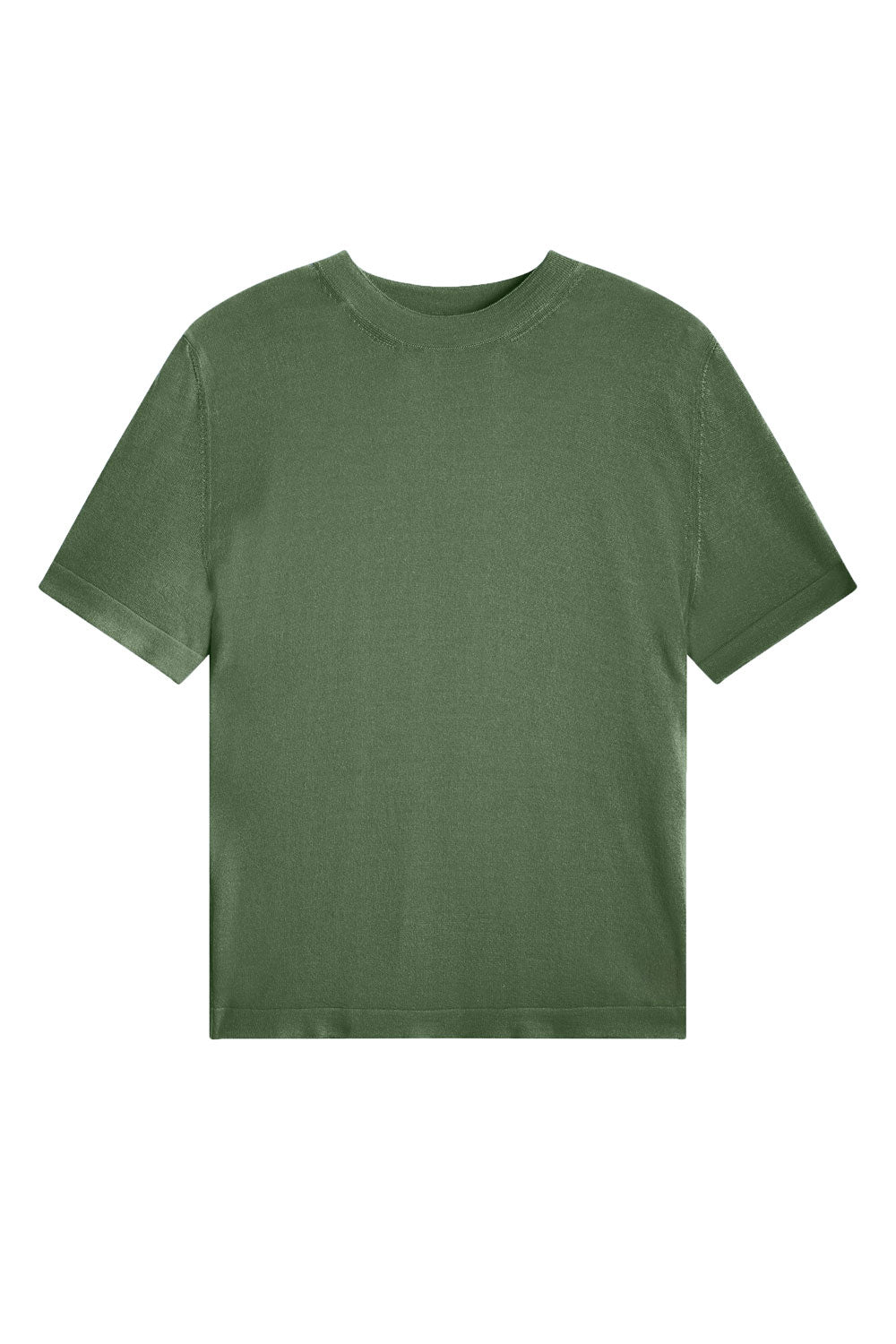 Cashmere and silk tee-shirt olive green | Elio | Linnea Lund