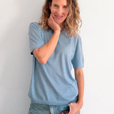 Cashmere and silk tee-shirt light blue | Elio | Linnea Lund