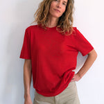 Cashmere and silk tee-shirt red | Elio | Linnea Lund