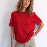 Cashmere and silk tee-shirt red | Elio | Linnea Lund