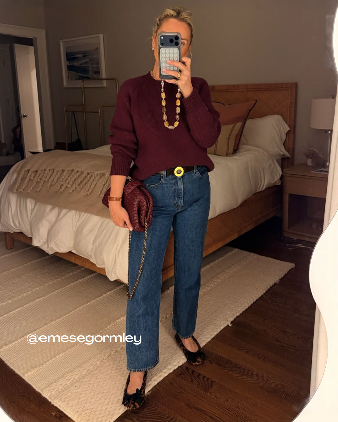 Emese Gormley wearing the Linnea Lund cashmere sweater Sergio