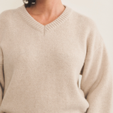 beige color cashmere sweater women - front view | Emilie | Linnea Lund