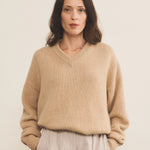 sand beige cashmere sweater women - front view | Emilie | Linnea Lund