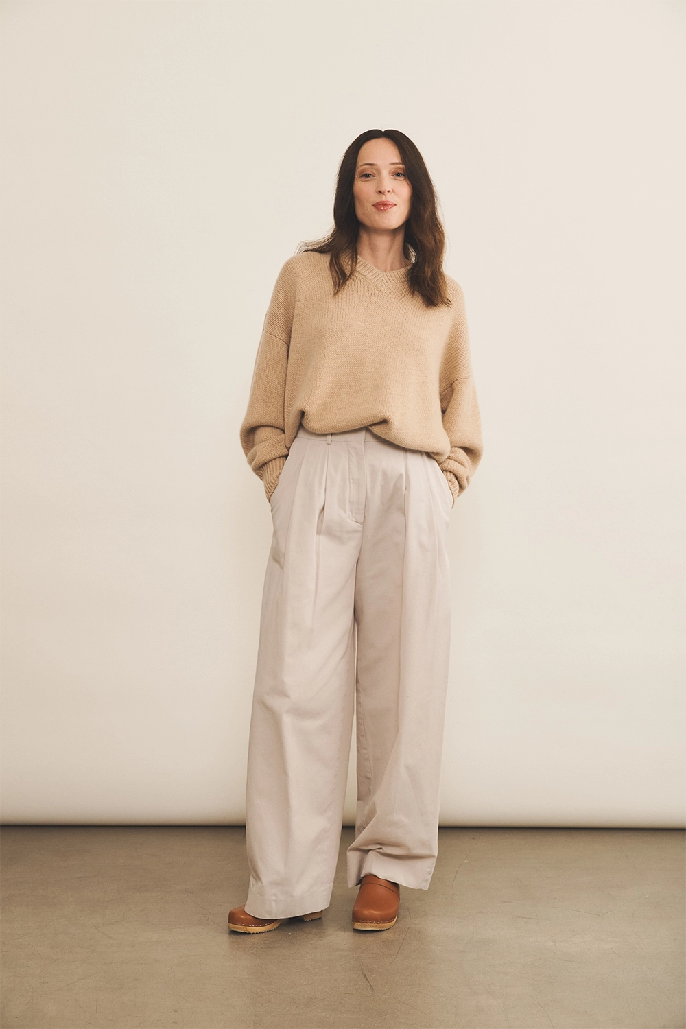 sand beige cashmere sweater women - look | Emilie | Linnea Lund