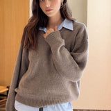 taupe color cashmere sweater women - front view | Emilie | Linnea Lund