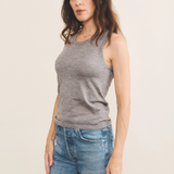 Grey cashmere top women - side view | Emma | Linnea Lund