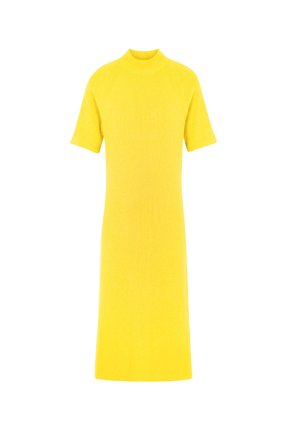 Short-sleeve cashmere long dress bright yellow | Filippa | Linnea Lund