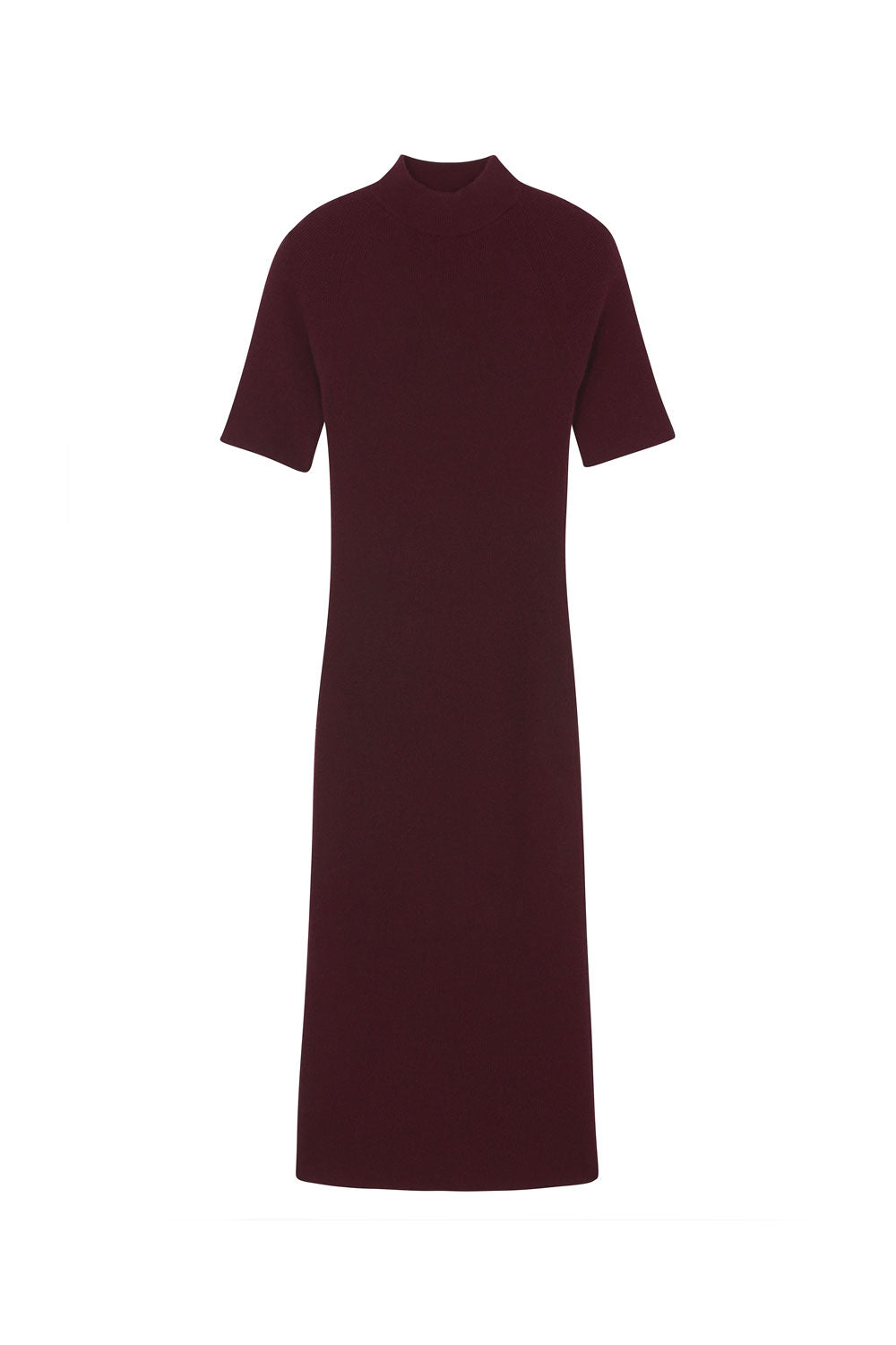 Short-sleeve cashmere long dress burgundy | Filippa | Linnea Lund