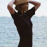 Short-sleeve cashmere long dress midnight blue | Filippa | Linnea Lund