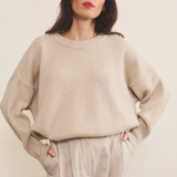 beige cashmere sweater women - front view | Francesca | Linnea Lund
