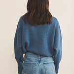 blue denim cashmere sweater women - back view | Francesca | Linnea Lund
