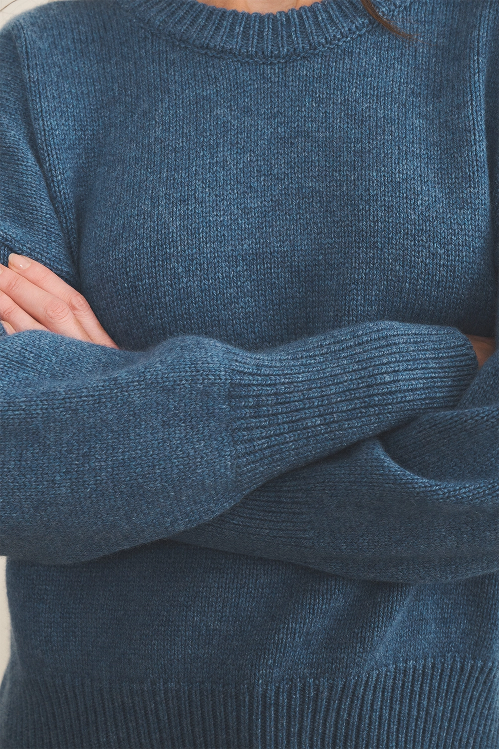 blue denim cashmere sweater women - focus | Francesca | Linnea Lund