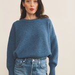 blue denim cashmere sweater women - front view | Francesca | Linnea Lund