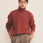 red ochre cashmere sweater men - front view | Francois | Linnea Lund