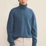 blue denim cashmere sweater men - front view | François | Linnea Lund