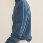 blue denim cashmere sweater men - side view | François | Linnea Lund