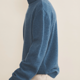 blue denim cashmere sweater men - side view | François | Linnea Lund