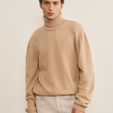 light camel cashmere sweater men - front view | François | Linnea Lund