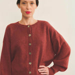 Cashmere cardigan women ocher green - front view | Gabriella | Linnea Lund