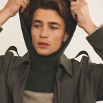dark green hooded cashmere collar  men - front view | Gilles | Linnea Lund