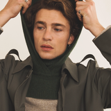 dark green hooded cashmere collar  men - front view | Gilles | Linnea Lund