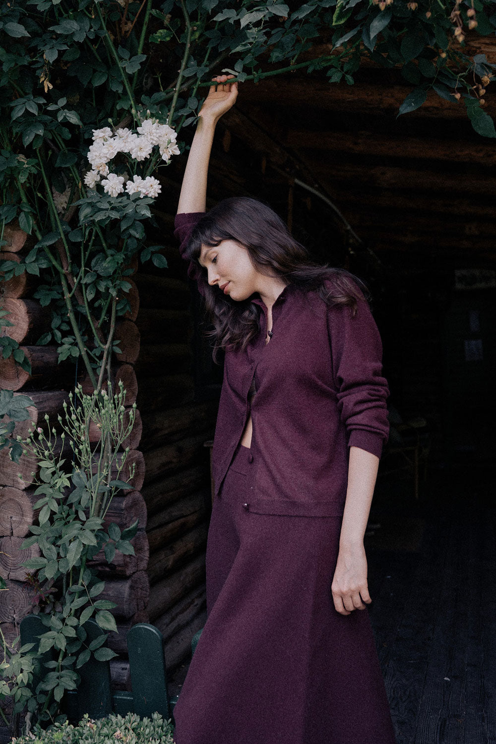 Women lightweight cashmere cardigan burgundy | Grace | Linnea Lund