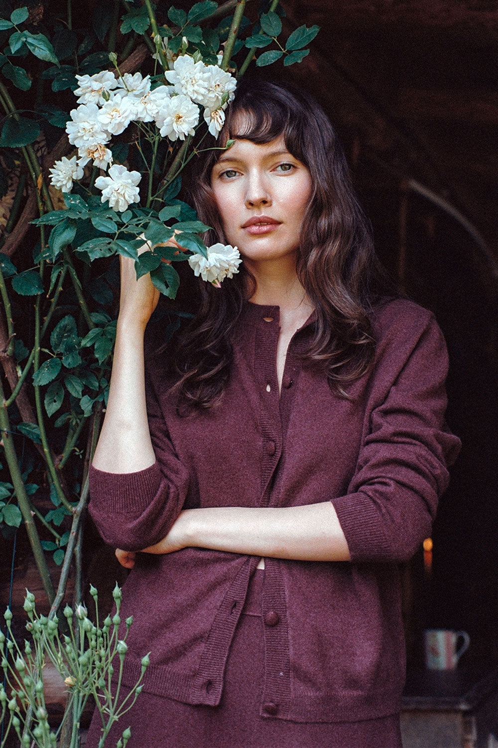Women lightweight cashmere cardigan burgundy | Grace | Linnea Lund