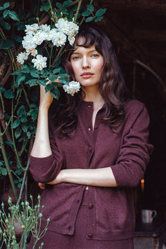 Women lightweight cashmere cardigan burgundy | Grace | Linnea Lund