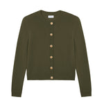 Khaki women cashmere cardigan - packshot | Greta | Linnea Lund